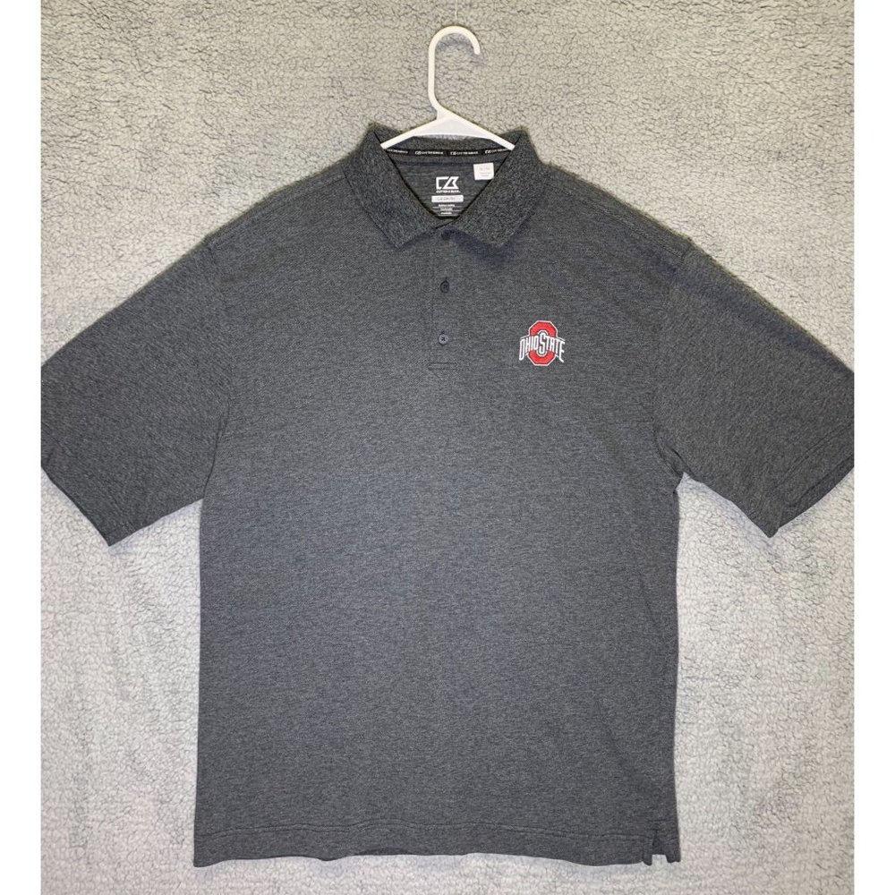 Cutter&Buck CB Dry Tec Men's Grey Polo Shirt Ohio State Logo Size Extra Large XL
